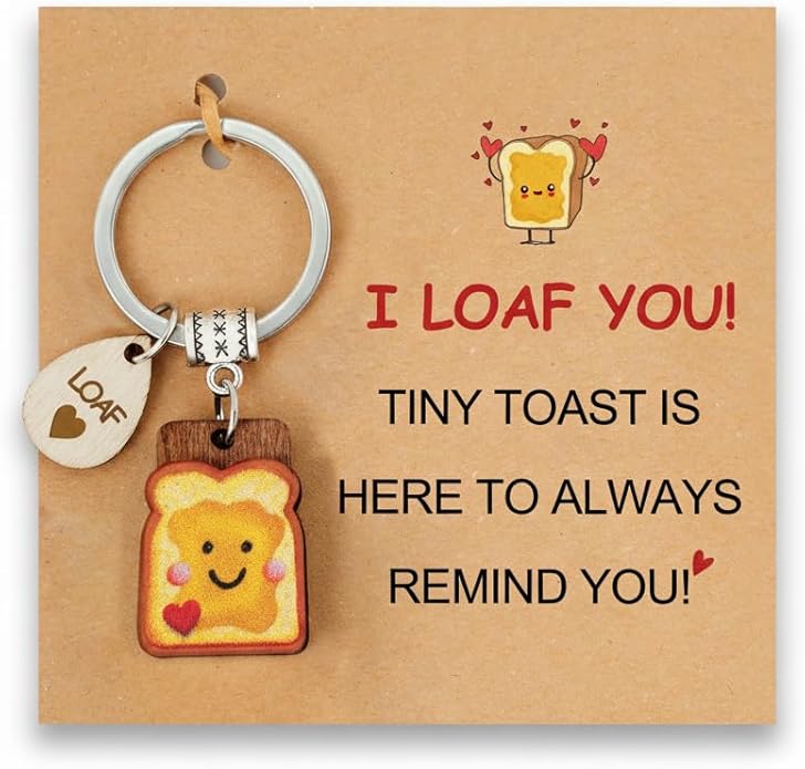 Cute Toast Keychain for Girls, New Beginnings Gifts for Best Friend as Next Chapter Stuff, Cute Love Engagement Housewarming Birthday New Job Gifts for Coworker Couple Bestie Sister Parents