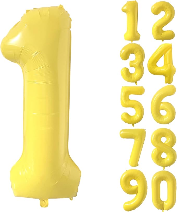 40 inch Yellow Number Balloon Giant Foil Helium Balloons Number 1 Balloon for 1st Birthday Party Decorations