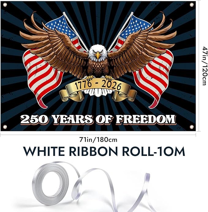 4th of July Independence Day Decorations - Patriotic Decorations Banner American 1776-2026 Anniversary Eagle Background Party Decorations Indoor Outdoor Supplies
