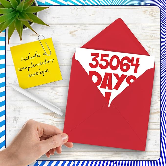 Stuff4 96th Birthday Card for Men Women Him Her - 35064 Days Old - Funny Adult Ninety-Six Ninety-Sixth Happy Birthday Card for Grandma Grandpa Gran Mom Dad, 5.7 x 5.7 Inch Humor Joke Greeting Cards