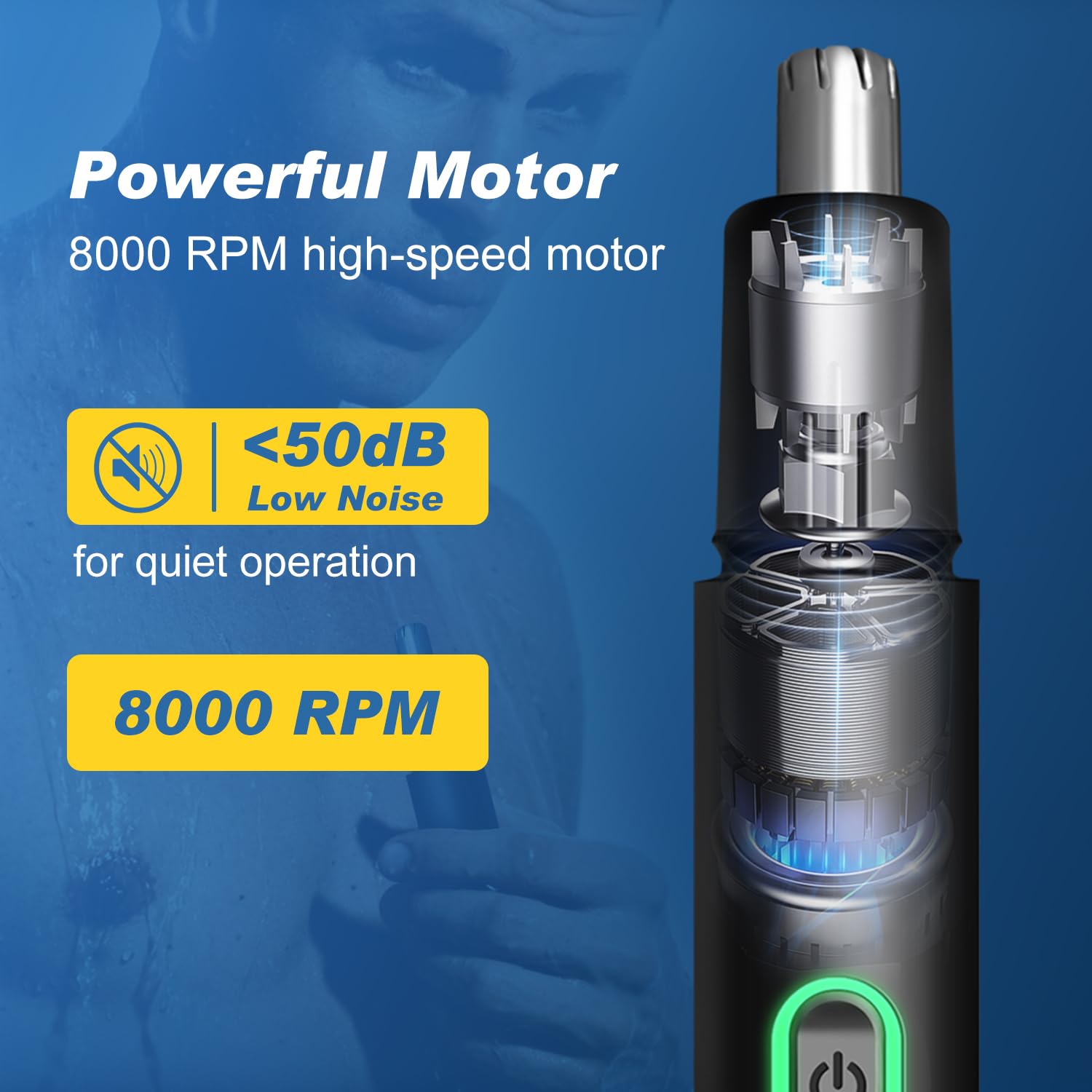 Winsea Precision Nose Hair Trimmer – 360° Safe & Efficient Electric Trimming, USB Rechargeable, Waterproof, for Nose, Ear, Eyebrows, and Beard Grooming