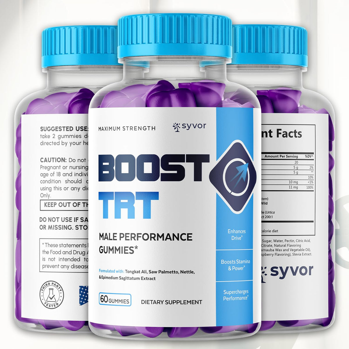 Boost TRT Gummies for Men, Official Boost TRT Male Performance Gummys with Natural Ingredients, Advanced BoostTRT Men's Gummy Supplement with Maximum Strength Premium Vitamins (60 Gummies)