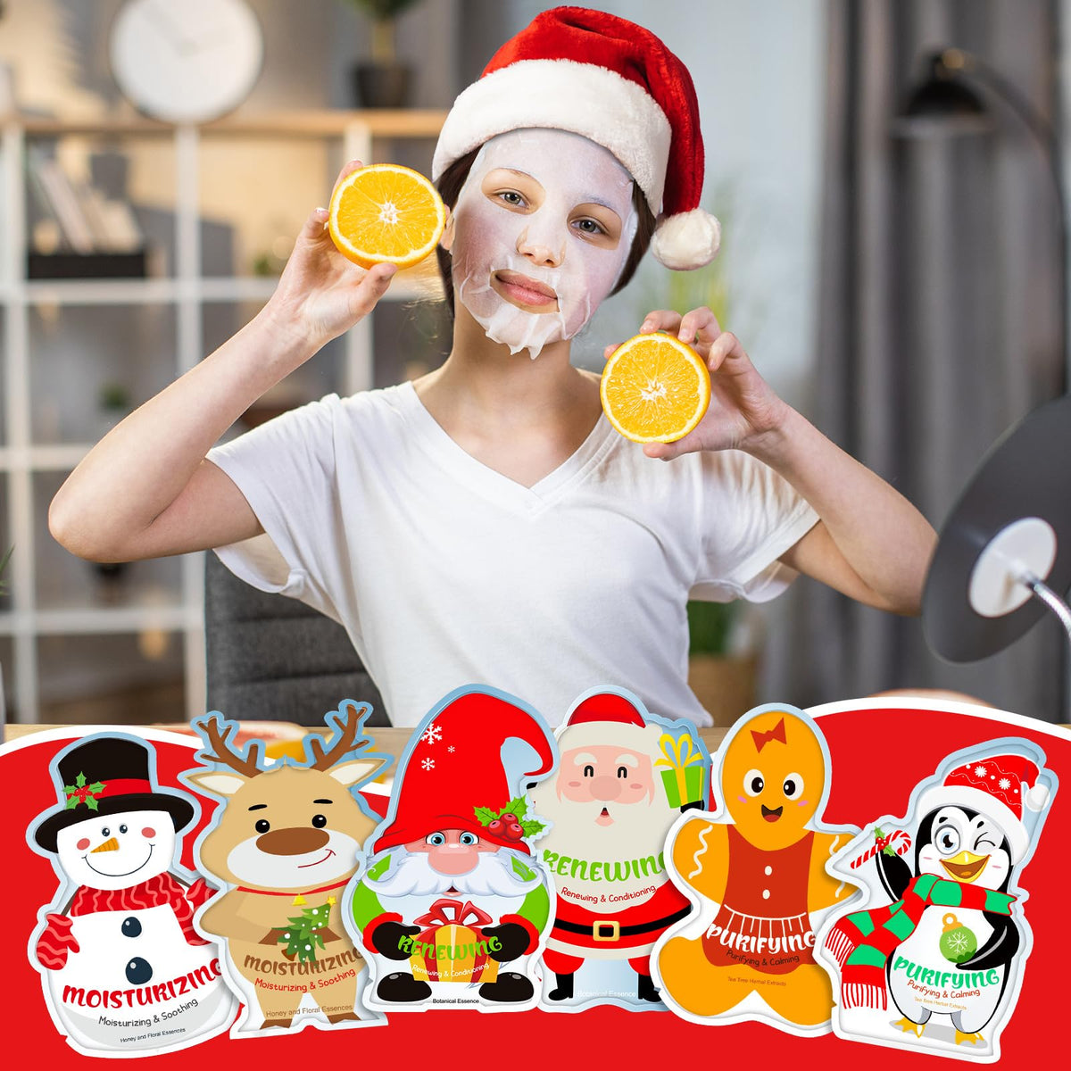 Timgle 24 Pcs Christmas Stocking Stuffers Bulk Facial Masks Skincare Face Sheet Masks Holiday Gifts for Women, Fragrance Hydrating Face Mask Spa Gifts Bulk for Coworker Adults Stocking Stuffer