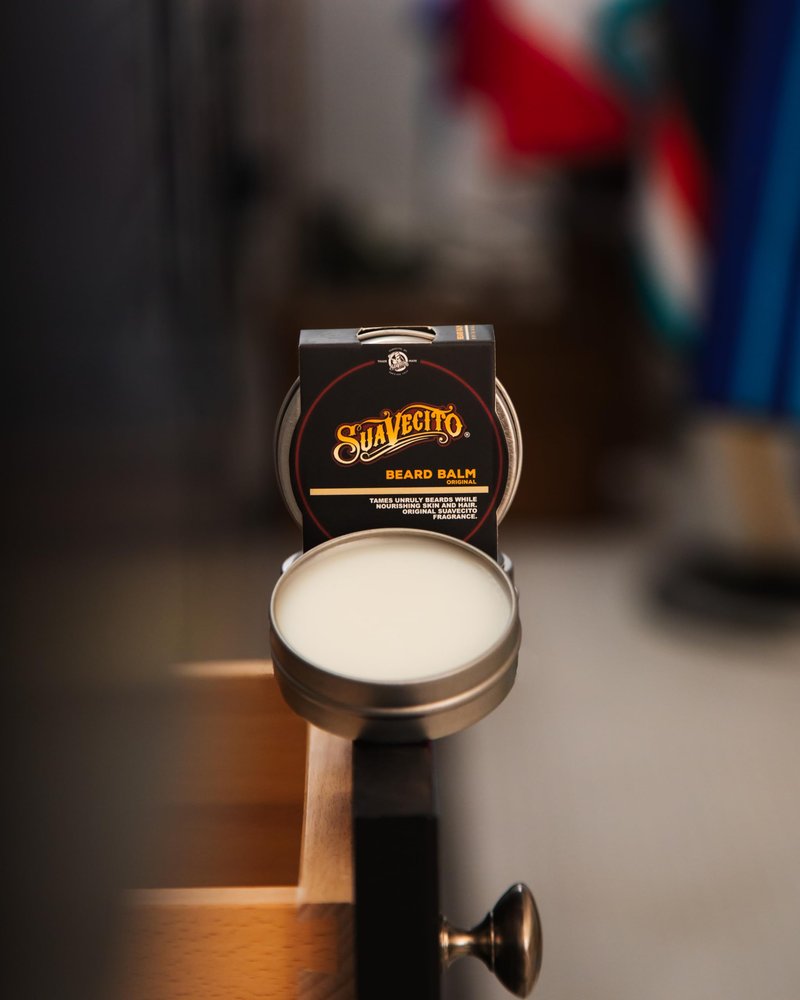 Suavecito Original Scent Beard Balm 1.5 oz Can - No Flaking, Eliminates Dryness & Itchiness - Conditions, Nourishes, Hair & Skin