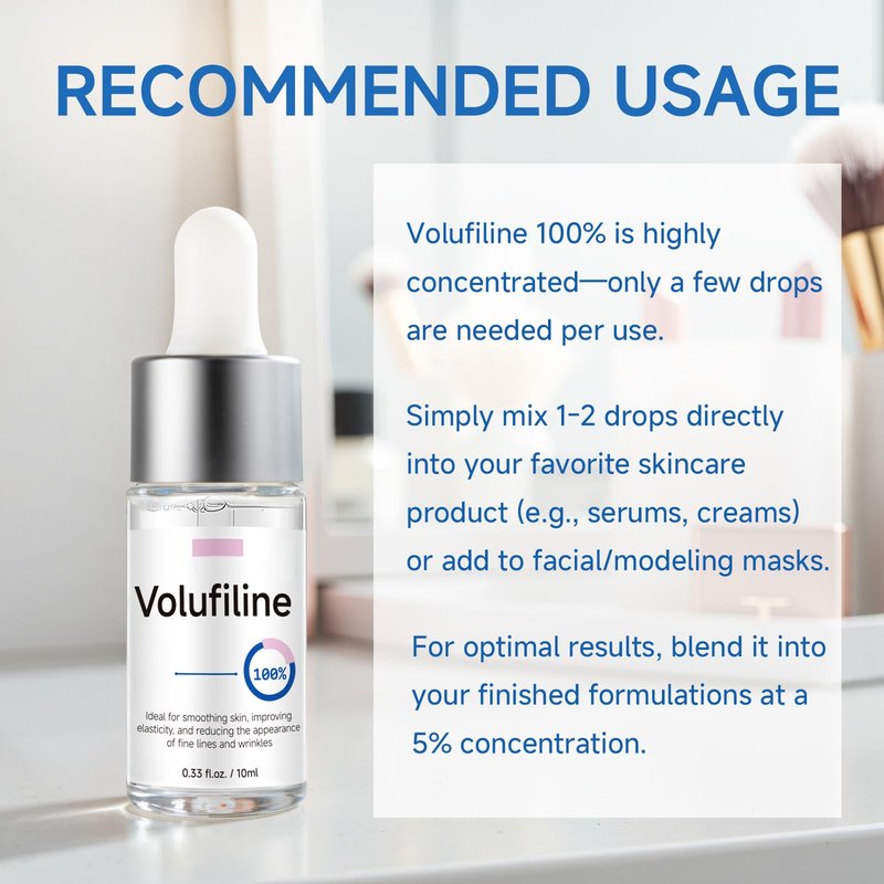 Volufiline Serum, Volufiline Under Eye Serum, Cosmetic Grade Ampoule for Skin Elasticity Improvement, Face & Body Fine Lines, Hydrating Texture, 10ml*2