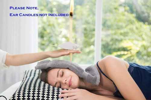 6 Ear Candling Treatment Towels with 20 pcs Ear Candling Protective Discs, Gray and White. Please Note, Ear Candles not Included