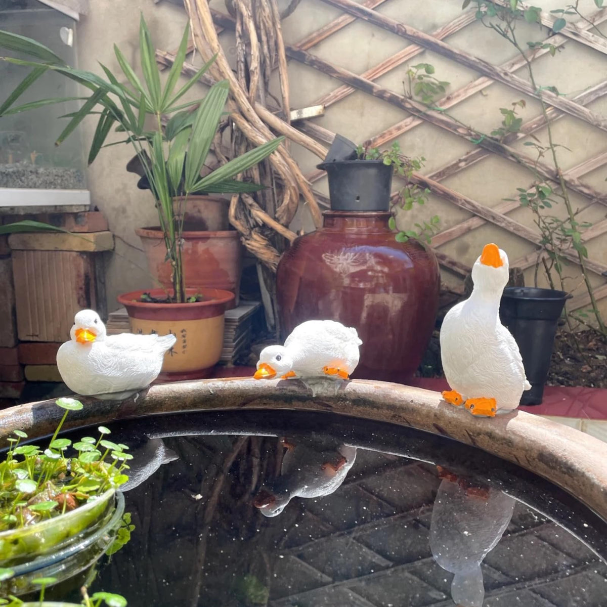 3PCS Duck Statues Resin Ducks Outdoor Garden Yard Porch Duck Pond Decor
