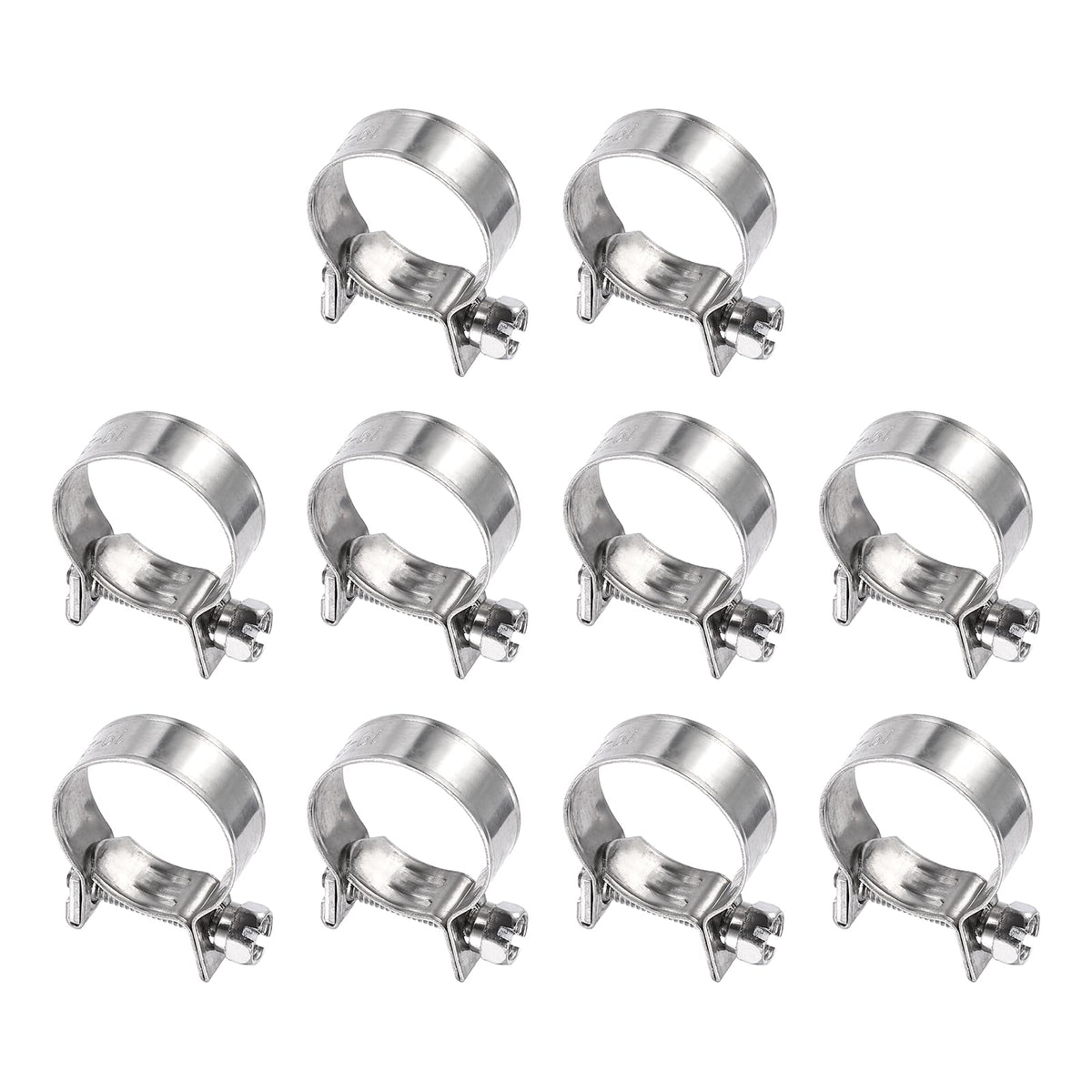 HARFINGTON 10pcs Fuel Injection Hose Clamp 19-21mm Adjustable 304 Stainless Steel Mini Gas Line Hose Clamp for Automotive Agricu