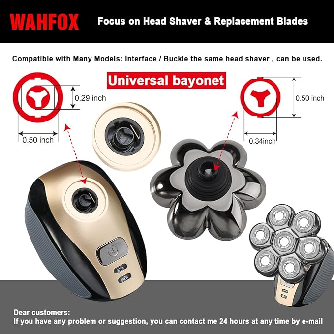 FOXSONIC Magnetic 7 Blades Head Shaver Replacement Blades for head Shaver and Other Brands Head Shaver (CX7 Silver)