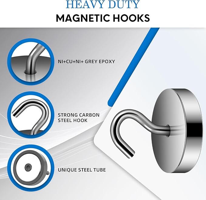 Neosmuk Magnetic Hooks, Cruise Ship Essentials, 100lb+ Heavy Duty Magnetic Hooks for Cruise Cabins, Refrigerator, Grill, Hanging, and Travel | Extra Strong Must-Haves Magnet Hook,Gold