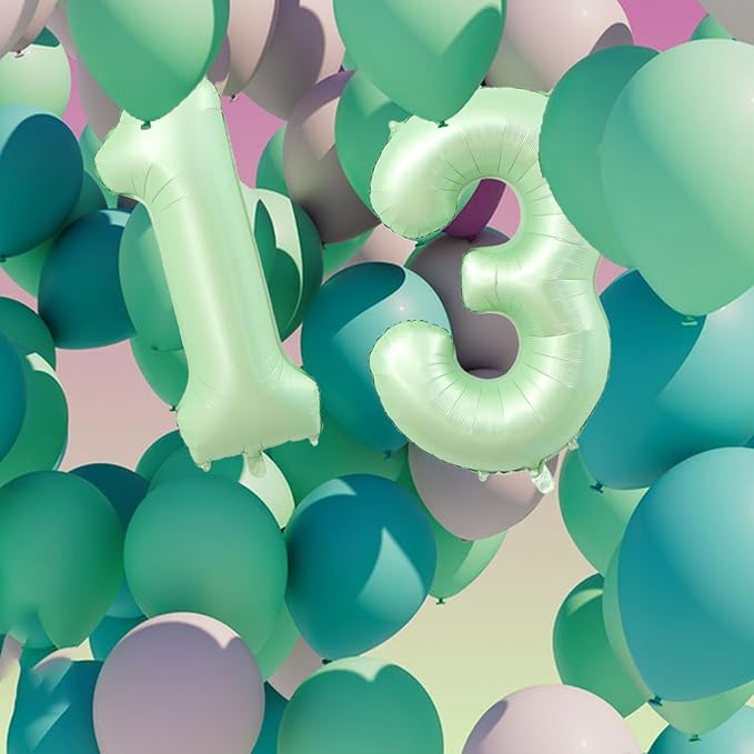 40 Inch Number 13 Balloons, Olive Green Giant Jumbo Helium Number 13 31 Foil Balloons for 13th 13th Birthday Party Anniversary Events Boys Girls Decorations Supplies