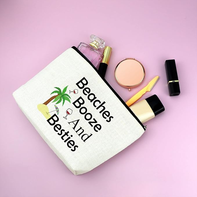 Mxrymvu Beach Gifts for Women Friends Makeup Bag Beach Lover Gifts Cosmetic Bag Funny Vacation Gift Seaside Themed Pouch for Women Besties Birthday Christmas Graduation Present Travel Makeup Pouch