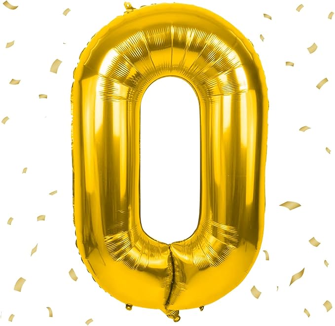 40 inch Gold Number Balloon Giant Foil Helium Balloons Gold Number 0 Balloon for Birthday Party Anniversary Decorations Supplies