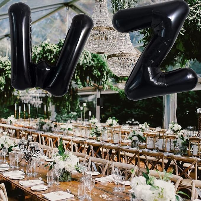 TONIFUL 40 Inch Large Black W Letter Balloon - Jumbo Helium Foil Mylar Big Alphabet for 2026 New Year Eve Graduation Wedding Baby Shower Birthday Party Anniversary Supplies Decorations
