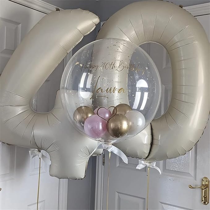 Beige 50 Birthday Balloon Numbers, 40 Inch Large Cream Foil Number 5 and 0 Balloons for Women, 50th Birthday Balloons White Sand for 50 Year Old Men Anniversary Birthday Party Decorations Supplies