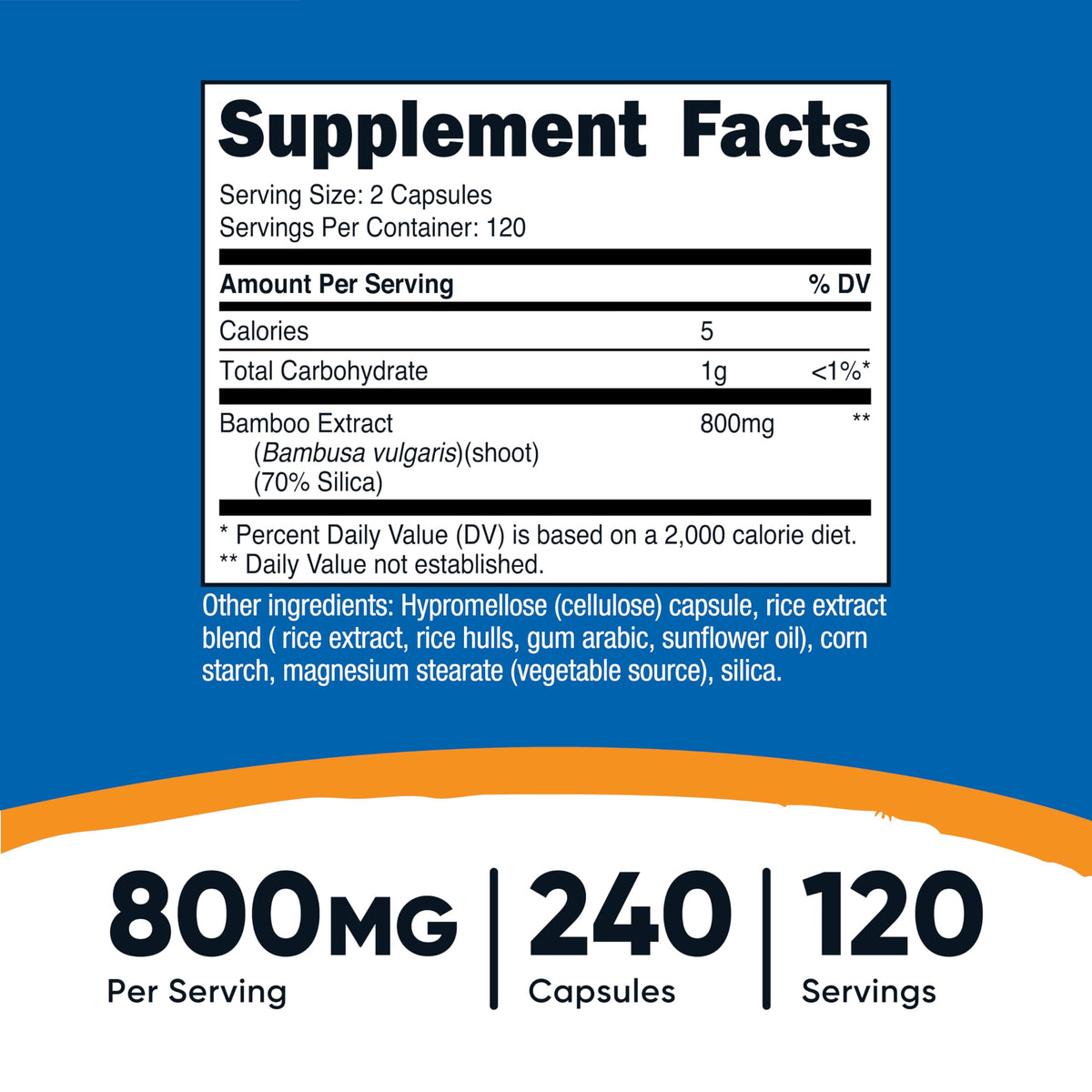 Nutricost Bamboo Extract, 400 mg, 240 Capsules - Vegan, Gluten Free and Non-GMO - 120 Servings with 800 mg
