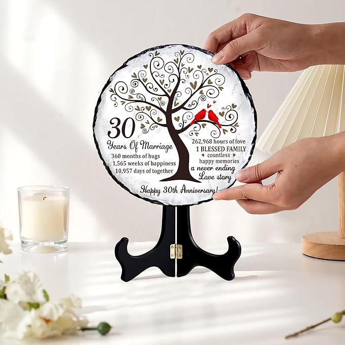 Pearl Couple Slate Plate – 30th Anniversary Wedding Gifts for Parents & Couples – Unique 30th Wedding Gift Ideas – 30 Years of Marriage Decoration, Plaque, Keepsake (Pearl Anniversary)