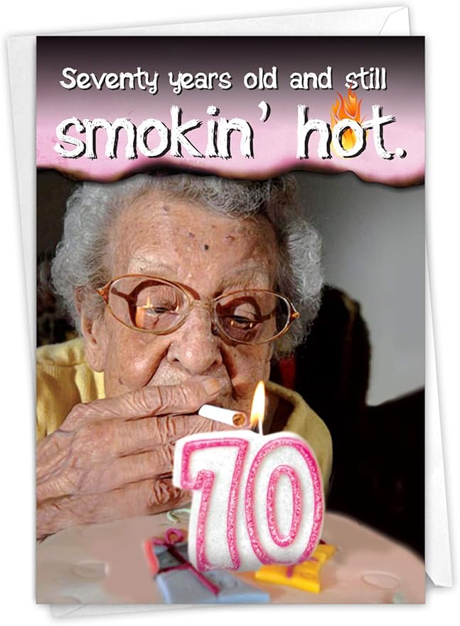 NobleWorks - Humorous 70th Milestone Birthday Greeting Card with 5 x 7 Inch Envelope (1 Card) Years Old and Hot Milestones 70 8975