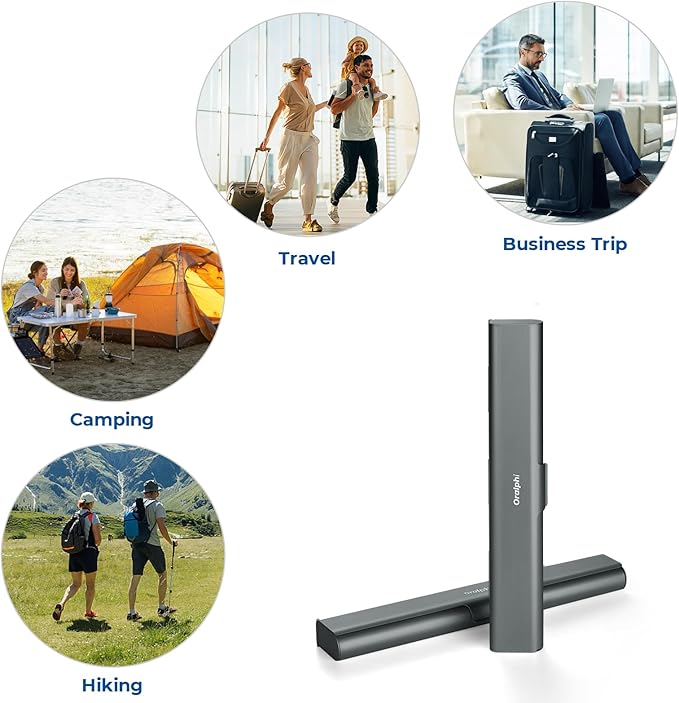 Aluminum Toothbrush Travel Case, Portable Travel Toothbrush Holder, Durable Manual Toothbrush Box Container for Traveling, Bathroom, Camping, Business Trip-Gray Blue
