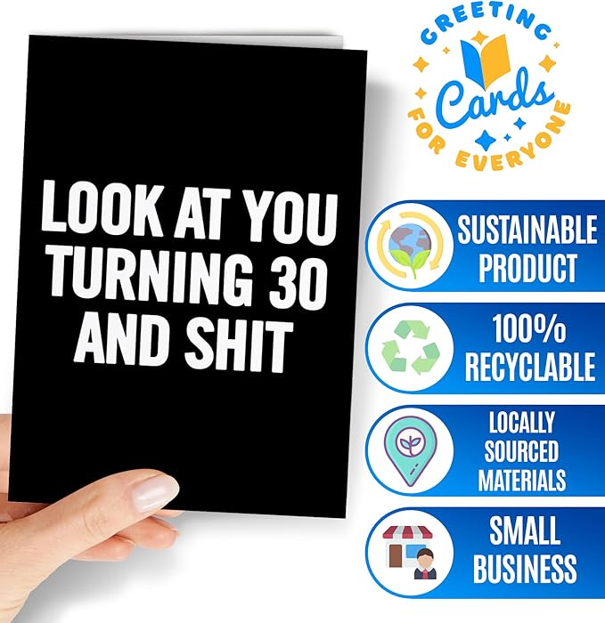 Funny 30th Birthday Card for men or women with envelope | Joke card for someone who is turning 30 years old | Original and unique present idea for son, daughter.