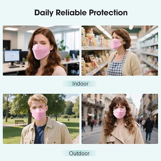 LEMENT KN95 Face Masks - 100 Pack Breathable Comfortable Disposable Masks For Adult, Filter Efficiency≥95%, Elastic Ear Loops, 5 Colors