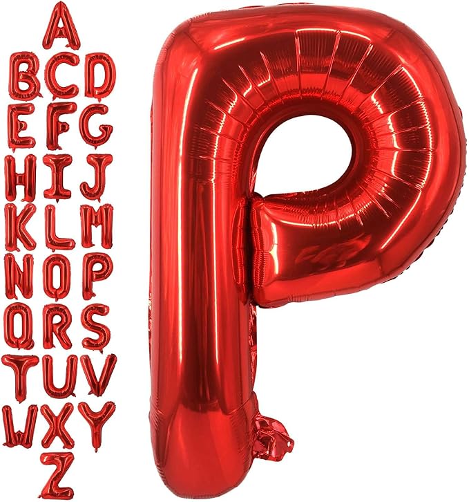 40 Inch Red Letter P Balloons, DIY Phrase Foil Alphabet Letter P Balloons DIY Word P Banner for Birthday Anniversary Celebration Graduation Party Supplies Decoration