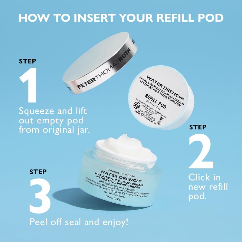 Peter Thomas Roth | Water Drench® Hyaluronic Cloud Cream Hydrating Moisturizer Refill Pod | Hyaluronic Acid Cream For All Skin Types, Line-Smoothing, Fragrance-Free