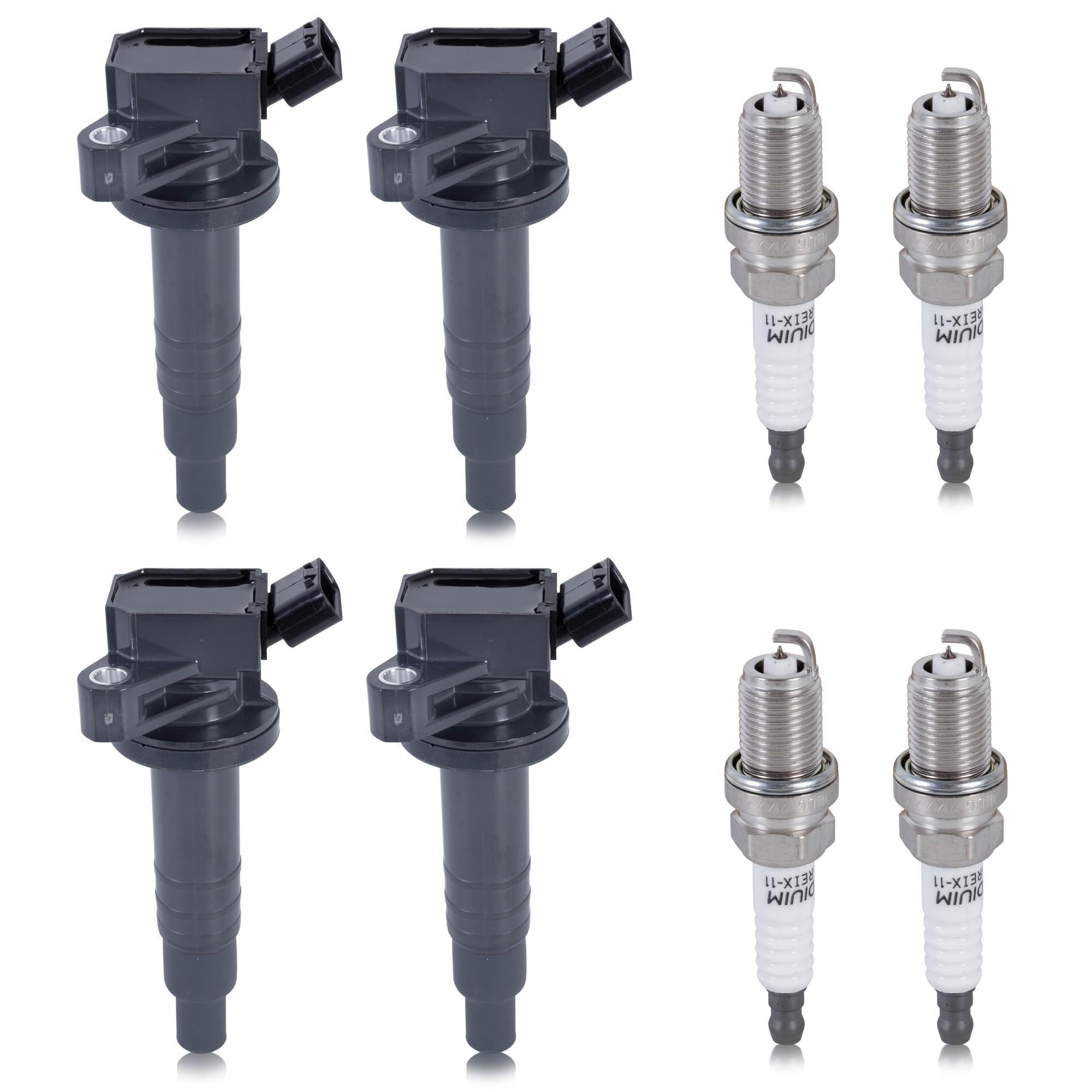 KUIPERAUTO Set of 4 Ignition Coil Pack and Spark Plugs Compatible for 2000-2005 Toyota Celica 1.8L L4 / 1999-2008 Corolla SP479