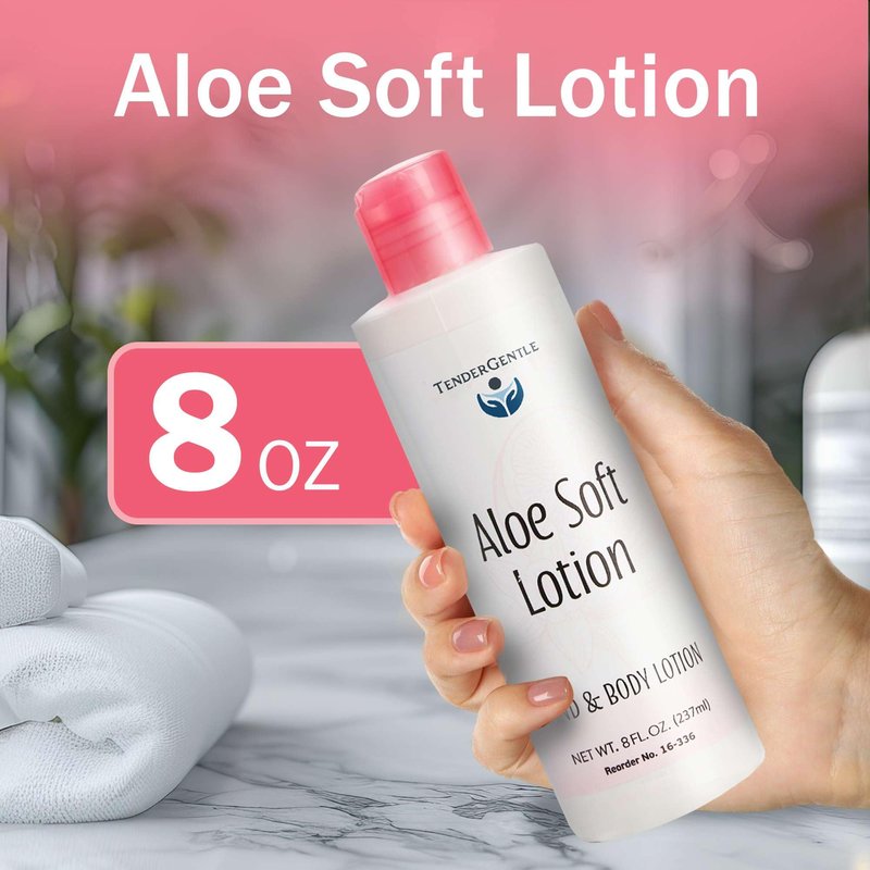 TenderGentle Aloe Lotion for Hands and Body - 6 Bottles with 8 oz of Aloe Vera Lotion for Dry Skin - Good for Sensitive Skin and Extra and Severely Dry Skin - Aloe Vera Moisturizer