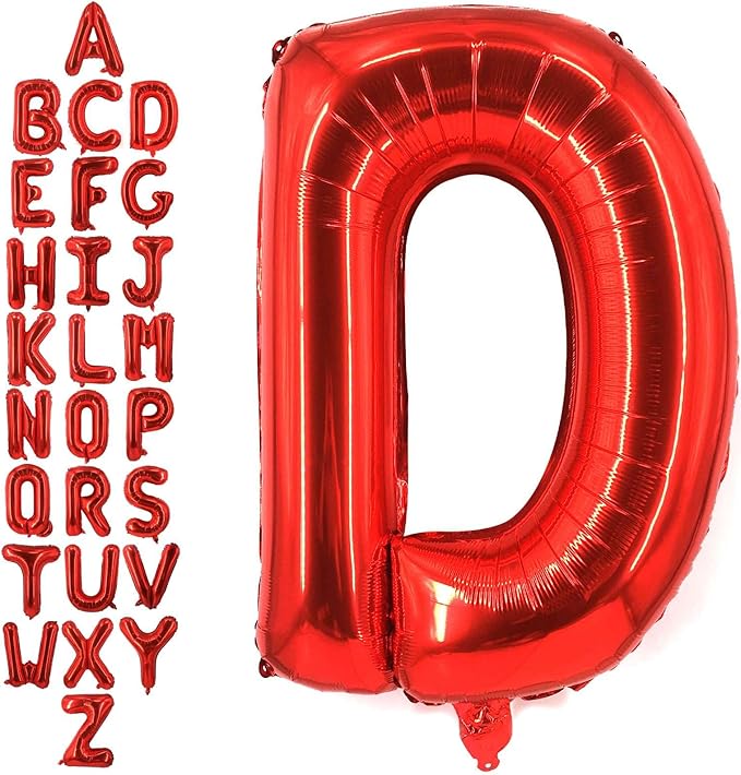 40 Inch Red Letter D Balloons, DIY Phrase Foil Alphabet Letter D Balloons DIY Word D Banner for Birthday Anniversary Celebration Graduation Party Supplies Decoration