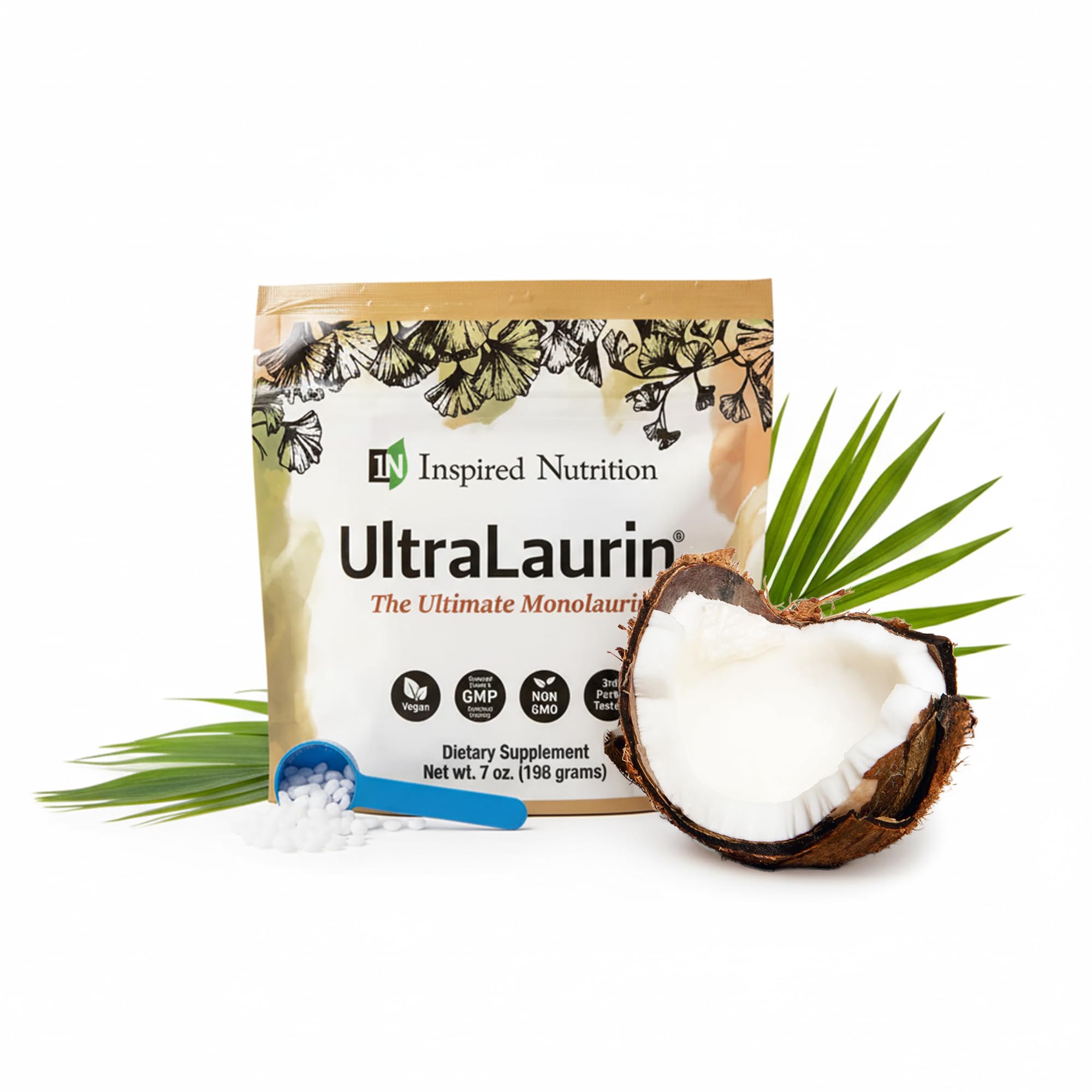UltraLaurin® Monolaurin Supplement – 3,000 mg Coconut-Derived Pellets for Immune & Gut Health Support, Digestive Wellness – 7 oz - 66 Servings – Vegan, Non-GMO, Natural Immune & Digestive Support