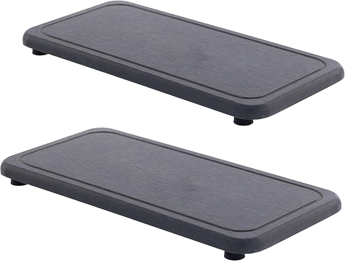 2 Pcs Water Absorbing Stone Trays, Kitchen/Bathroom Sink Soap Dish, Diatomite Tray Used for Hand Soap & Cosmetic Bottles in The Modern Home, 4" W x 8.3" L, Dark Gray