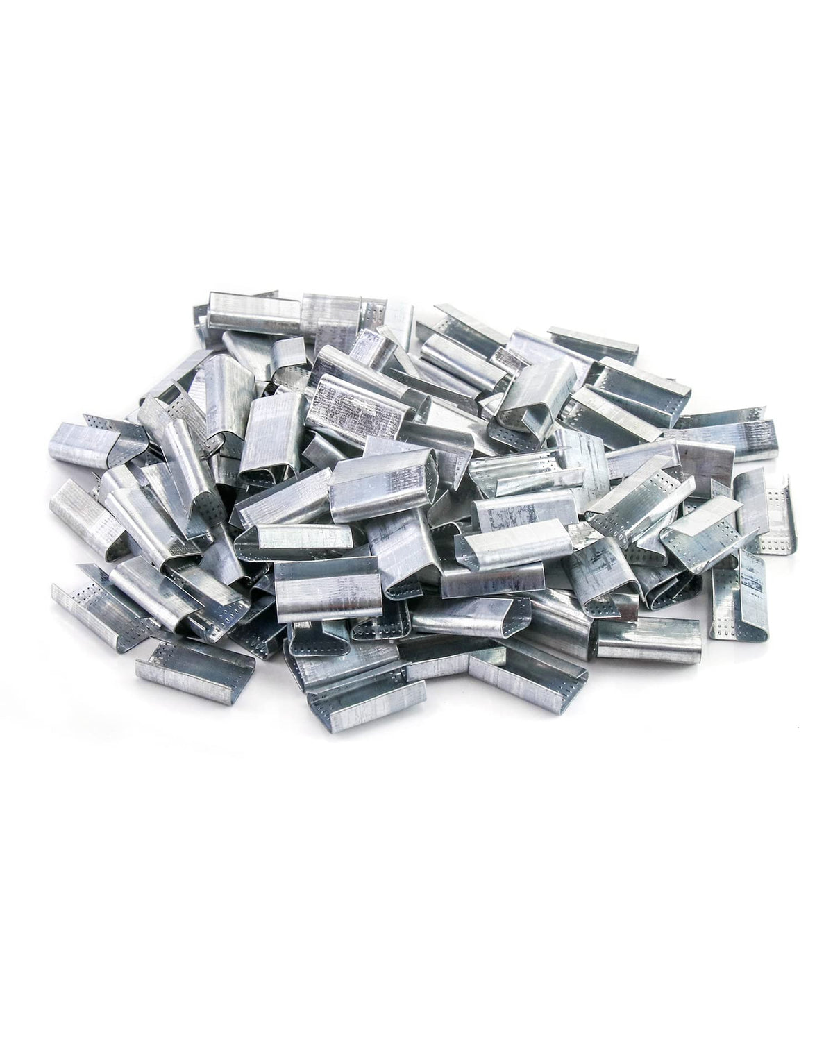 QWORK Seals for 1/2" Strap Width Steel Strapping, 500 Pcs Metal Clips for Firmly Securing Packaging and Pallet Banding, Fix Large and Medium-sized Loads for Storage and Transportation