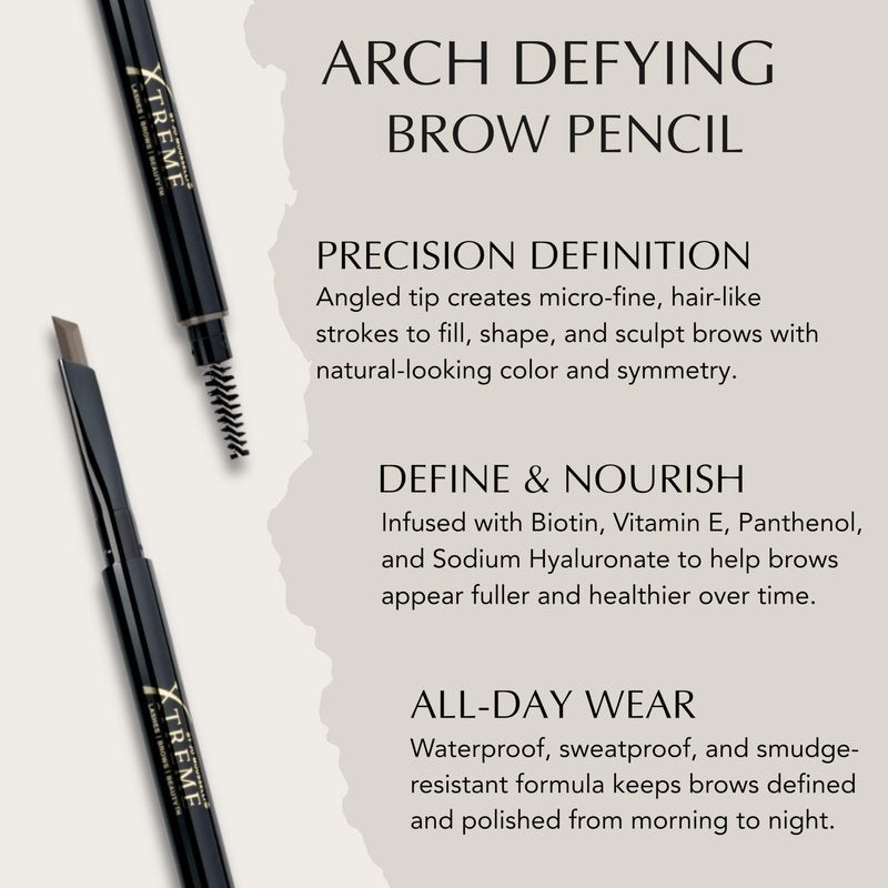 Xtreme Lashes Arch Defining Brow Pencil, Taupe, Waterproof, Smudge-Proof, Long-Lasting Makeup, Vegan, Angled Tip Eyebrow Pencil with Spoolie Brush