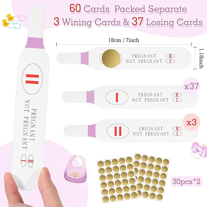 40 Pcs Pink Scratch off Pregnancy Test Kit Baby Shower Games Baby Shower Games Baby Shower Scratch off Game for Girl