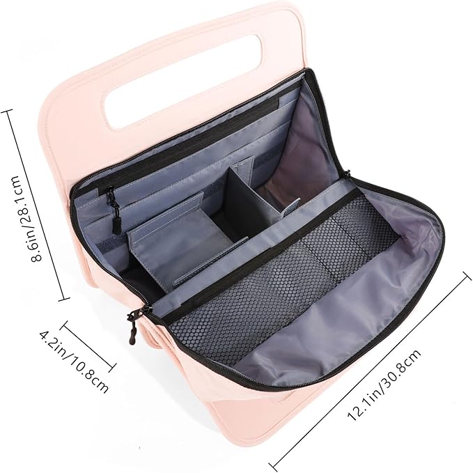 CONTAIL 13 Inch 3L 4-in-1 Travel Essentials Organizer, Small Business Handbag, Suitcase Drink Holder,Phone Tablet Holder,Airport Accessories Storage,Pink