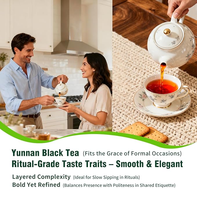 ZenVerdant Premium YUNNAN Black Tea - Loose Leaf Tea, Ceremonial Grade, Crafted for Mindful Zen Tea Ceremonies | Smooth Non-Bitter, Caramel & Roasted Sweet Potato Aroma | 3+ Steeps