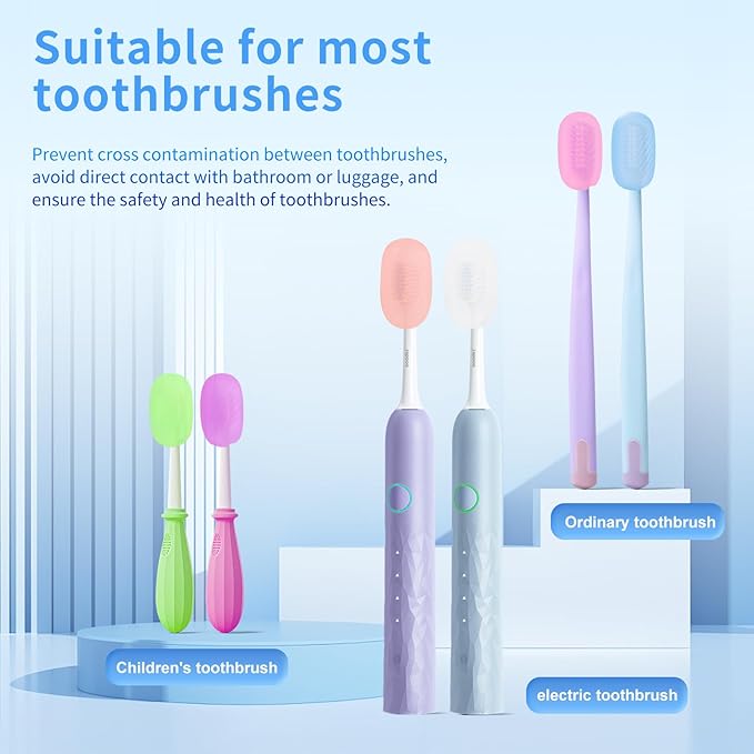 6 Pcs Toothbrush Covers Toothbrush Covers Caps，Replaceable Electric Toothbrush Head Cover Silicone Toothbrush Protector Cap for Household Travel, Bathroom, Gym，Camping