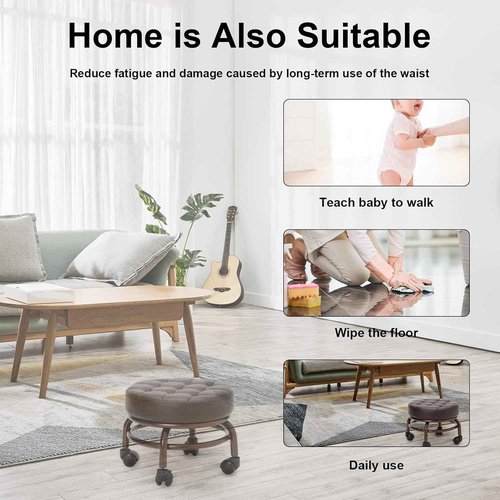 Elitzia Pedicure Foot Stool Beauty Salon SPA Foot Bath Footstool Two Color Optional Thick Support Seat Quality Wheels ET28500（Dark Brown）