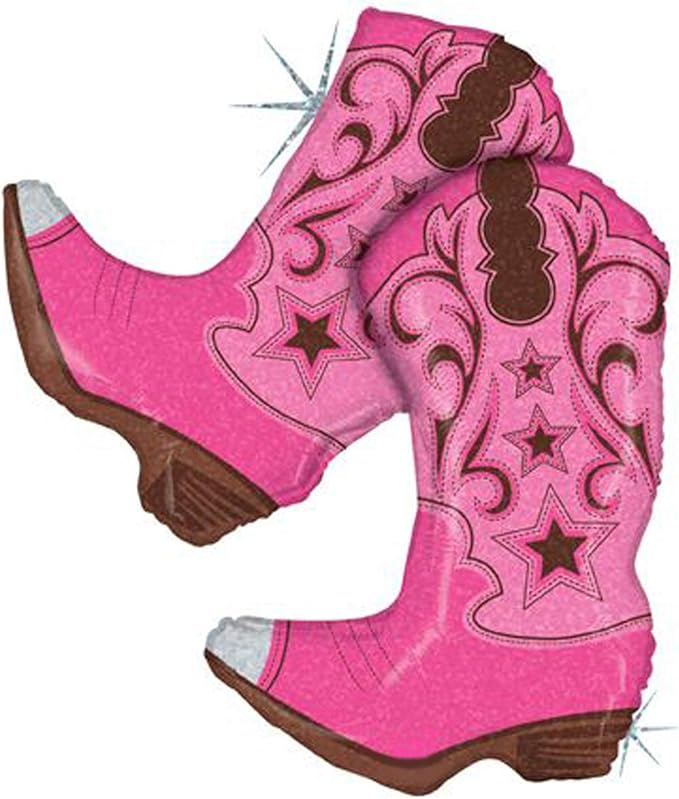 Artisan Owl Pink Dancing Cowgirl Boots Jumbo 36" Foil Party Balloon - 1 Count