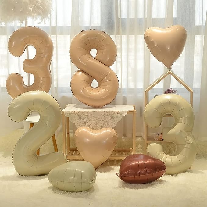 4 Balloon, 4 Balloon Number, Number 4 Balloon 40 Inch, Beige Large Big Foil Number Balloons for Birthday Party Graduation Wedding Anniversary Baby Shower Bachelorette Decoration Supplies