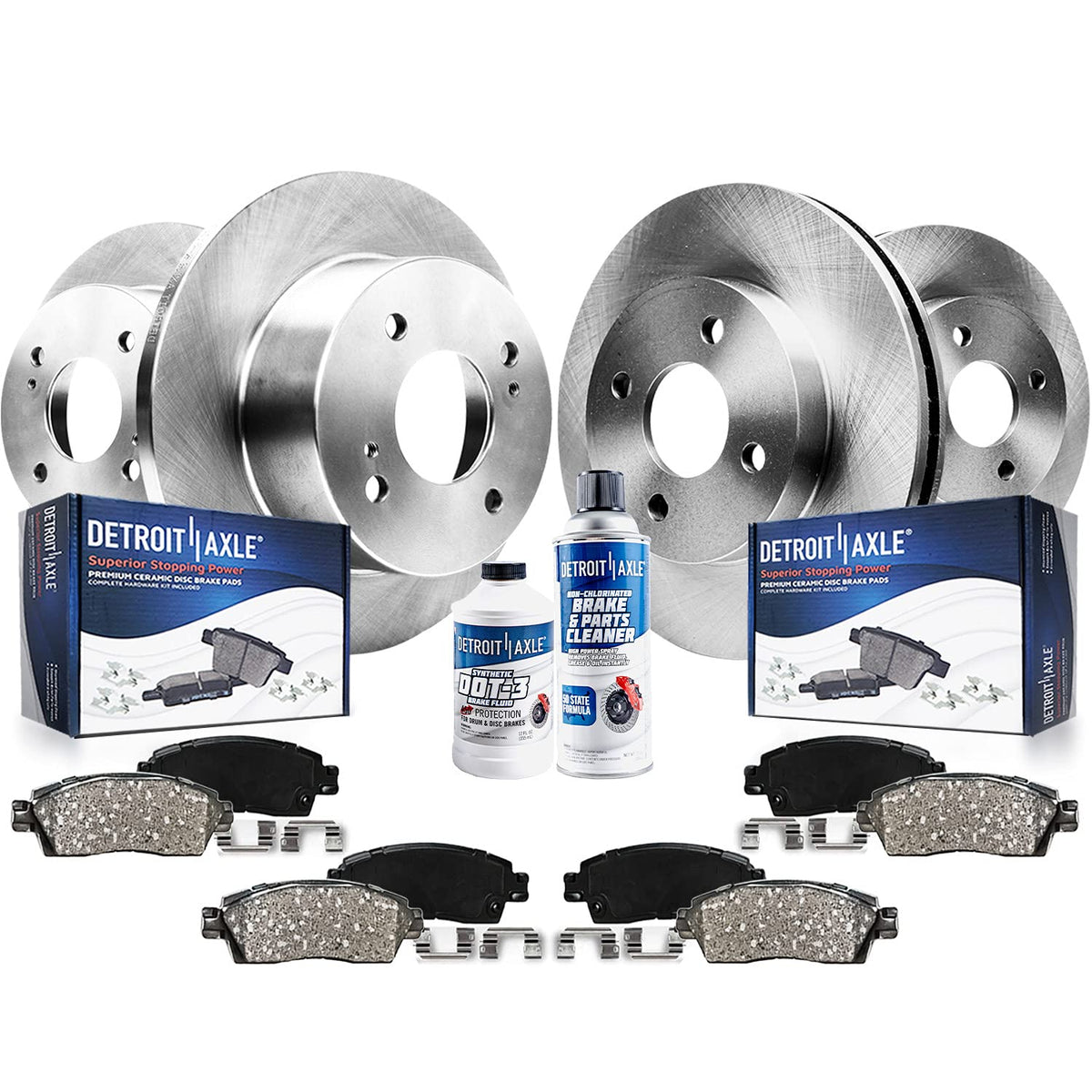 Detroit Axle - 4 Lug Brake Kit for 1993-2001 Nissan Altima, 2000-2001 Sentra, 1999 2000 INFINITI G20, Brake Rotors and Ceramic B