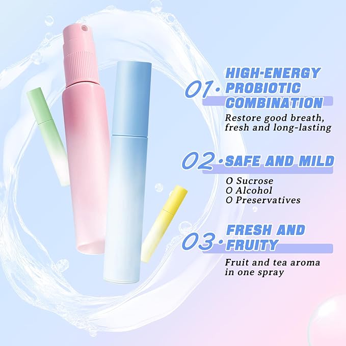 8PCS Breath Refresher,Multi-flavor Fresh Breath Spray for Oral Care,Portable Dry Mouth Spray,Refreshing Mouth Freshener for All Ages,Natural Fresh Oral Spray for Bad Breath