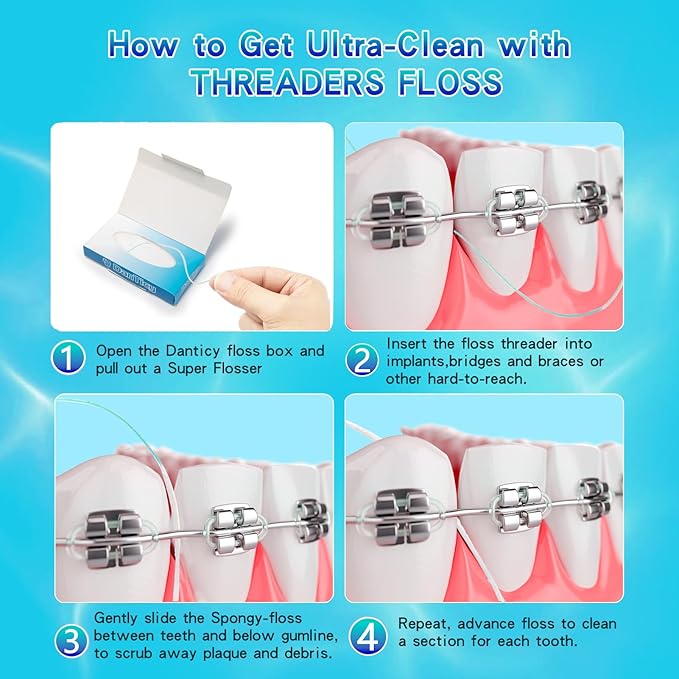 Super Floss Dental Floss for Braces, Pre-Cut Strands (1 Pack (70 Pcs))