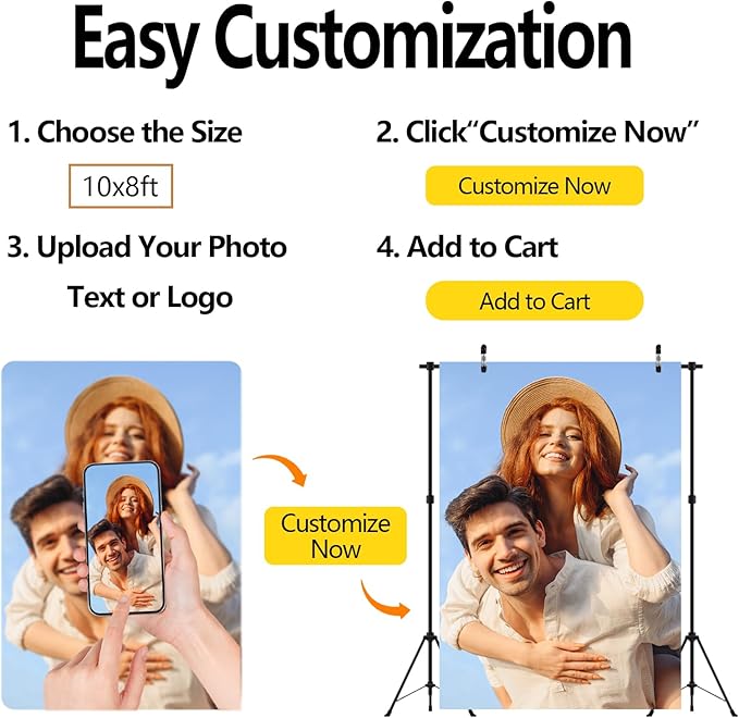 BELECO 7x5ft Fabric Custom Backdrop Image Customized Backdrop with Picture Logo Text Customize Your Design Personalized Background Banner Valentines Day Birthday Wedding Party Decorations Photo Prop