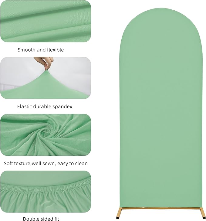 Arch Covers,Arch Backdrop Stand Fitted Cover for Wedding Birthday Party Ceremony Banquet Decoration(7.2F,Mint Green,Cover Only)