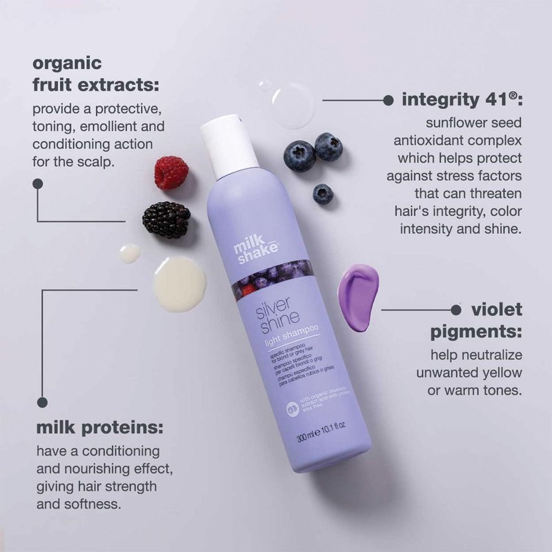milk_shake Silver Shine Light Purple Shampoo for Blonde Hair - Blonde Toner for Brassy Hair