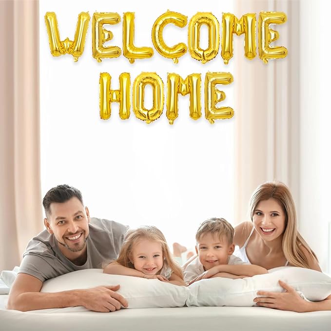 2 Set 22Pcs Gold WELCOME HOME Letter Balloons 16in Balloon Foil Letter Decorations Party Decor Gold Letter Balloons WELCOME HOME Party Supplies