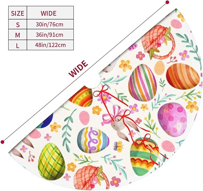 Easter Eggs Bunny Tree Skirt Xmas Tree Mat Christmas Tree Ornaments Decorations Holiday Party Indoor Outdoor 30"