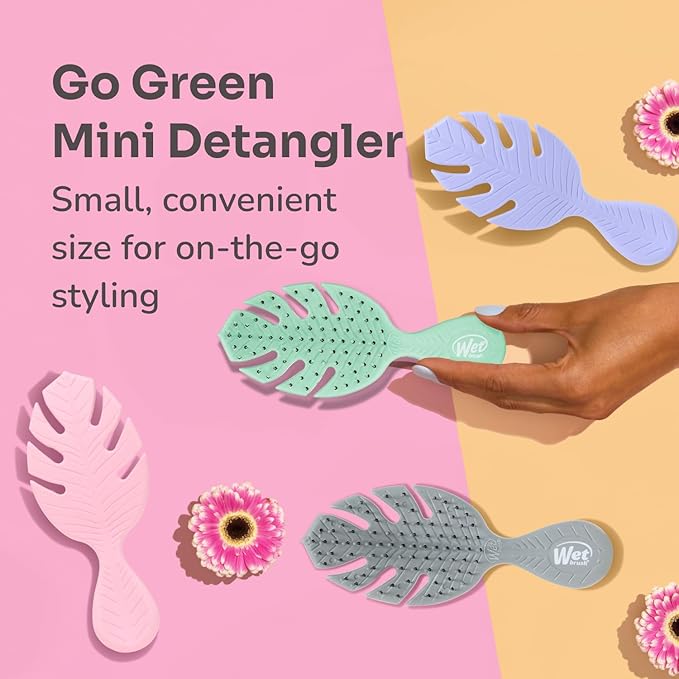 Wet Brush Go Green Mini Detangler, Purple - Detangling Travel Hair Brush - Ultra-Soft IntelliFlex Bristles Glide Through Tangles & Gently Loosens Knots While Minimizing Pain, Split Ends & Breakage